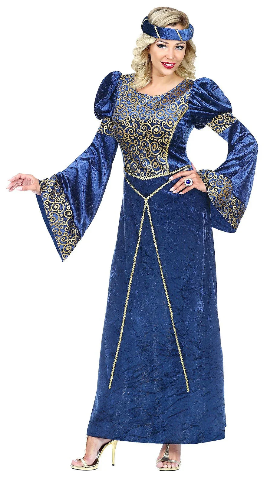 Disfraz de Noble de Corte Medieval Azul para Mujer Princesas y Damas Medievales Widmann